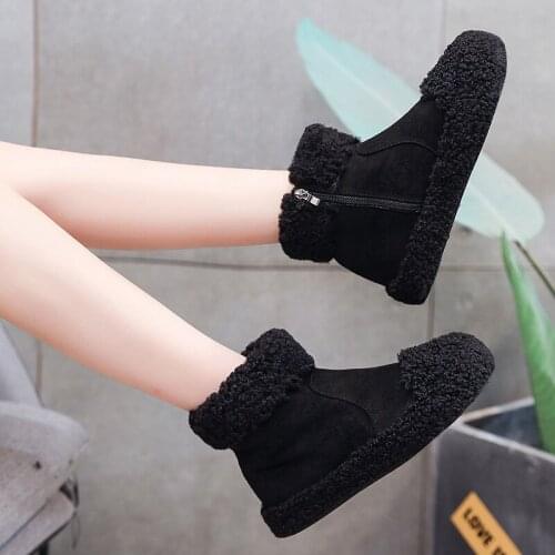 Fur Plush Winter Ankle Boot Platform Ladies Suede Zip Shoes Female Comfort Drop Shipping Women Snow Boots Warm Short U11-34