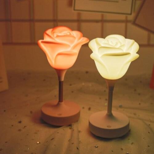 Touch Night Light Bedroom Bedside Children Lamp Rose Atmospher Usb Charging Eye Protection Table Lamp Girl Gift for Home