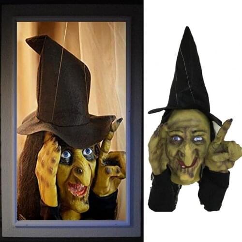 Creepy Witch Headgear Design Halloween Pendant Latex Witch Halloween Hanging Ornament Indoor Outdoor Decorations Gifts for Home