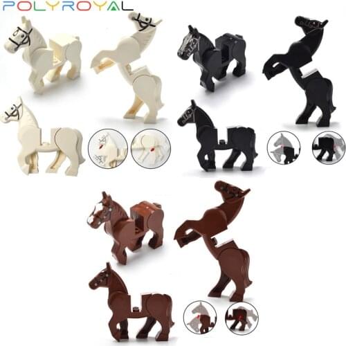 Animals Series Building Blocks Brown Black White War Horse ducational Creative toys for childrens kids party gift