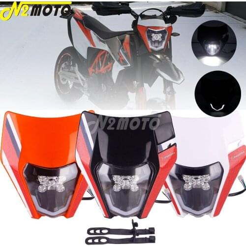 HI/LO Beam LED Headlight Dual Sport Motocross Head Light Mask Cowl Fairing For EXC TPI XC-W EXC-F Factory Six Days 250 300 450