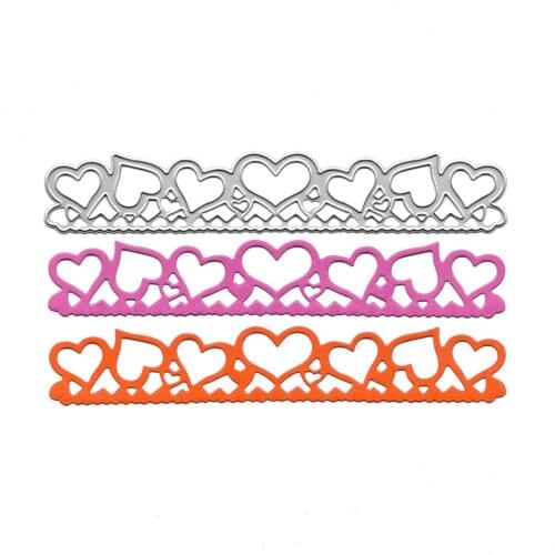 Heart Border Metal Cutting Dies Scrapbooking Embossing Folders for Card Making Craft Stencil Slimline Dies Paper Mold
