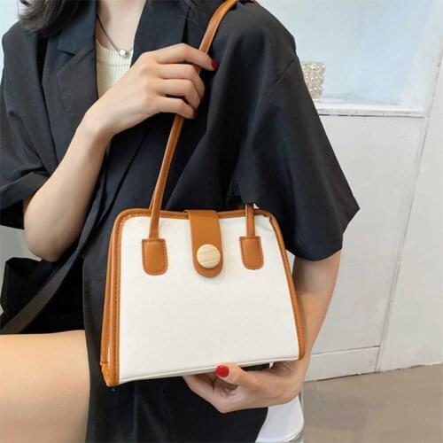 Large Capacity French Style Casual Hasp Leather Bag Soft Fabric Satchel Shoulder Bag Girls Shopper Dating Purses and Handbags