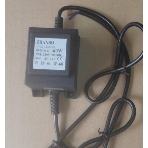 Outdoor Waterproof Transformer 60W AC12V Output for Led Underwater Light 110V/220V input