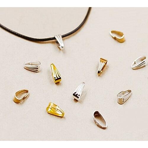 100Pcs 3*7mm Necklace Pendant Connector Clasps Pinch Clip Bail Buckle Pendant Button Suspension Findings For DIY Jewelry Making