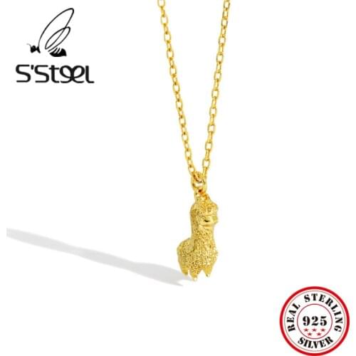 SSTEEL Korean Necklaces 925 Sterling Silver For Women Simple Animal Cute Pendants Necklace Cadena De Plata 925 Hombre Jewelry