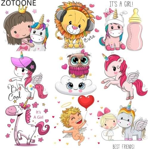 ZOTOONE Iron on Unicorn Patches for Kids Diy Heat Transfer Stickers Cartoon Animal Girls Patch for Clothing Clothes Appliques E