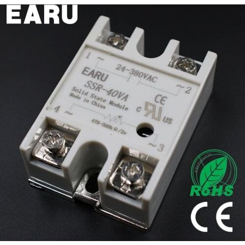 1pcs Solid State Relay Module SSR-40VA 40A 500K ohm TO 24-380V AC SSR 40VA Resistance Regulator