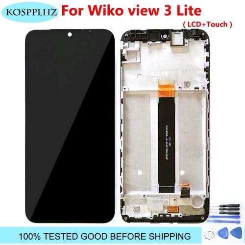 100% Tested New Accessories For wiko view 3 view3 lite LCD Display Touch Screen Digitizer Assembly + Frame 6.09" Replacement