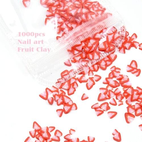 1 Bag-(1000pc) Nail Art Polymer Clay Slice Flower/Kiwi/Heart-shape..Design Polymer Clay Nail Tip 3D Decoration Polymer Clay