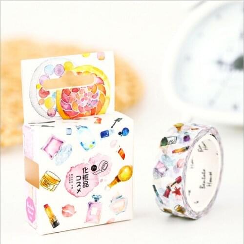 15mm Wide Fashion Girls Makeup Accessories Tool Washi Adhesive Tape DIY Decorative Diary Scrapbook Sticker Label Masking Tape