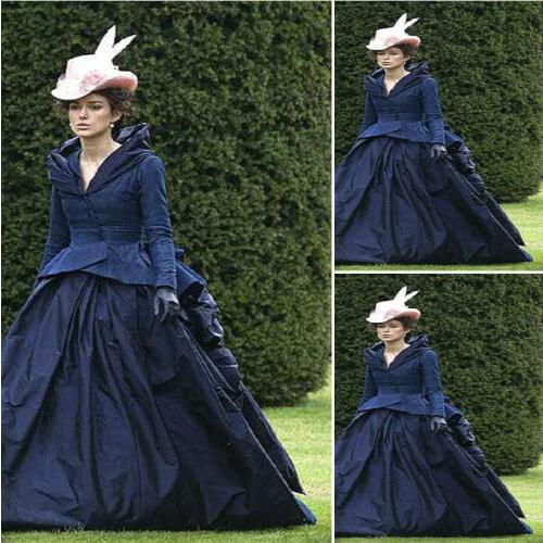 2017 New!Blue Taffeta Victorian Dresses Scarlett Civil War Southern Belle dress Cosplay Halloween dresses US4-36 C-950