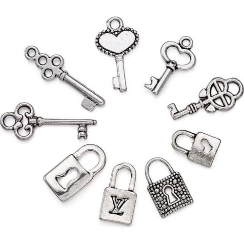 5 Sets Antique Silver Color Tibetan Alloy Metal Guitar Christmas Piano Baby Newborn Musical Instruments Note Charms Pendants