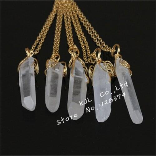 5pcs Top quality natural druzy drusy quartz pendant necklace charm clear crystal pendant gold color chain women necklace