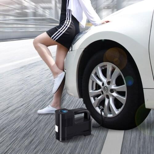 Wireless Air Compressor for Basketball Car Tire Inflator 12V/120W Portable Electric Pump with Analog Pressure Gauge