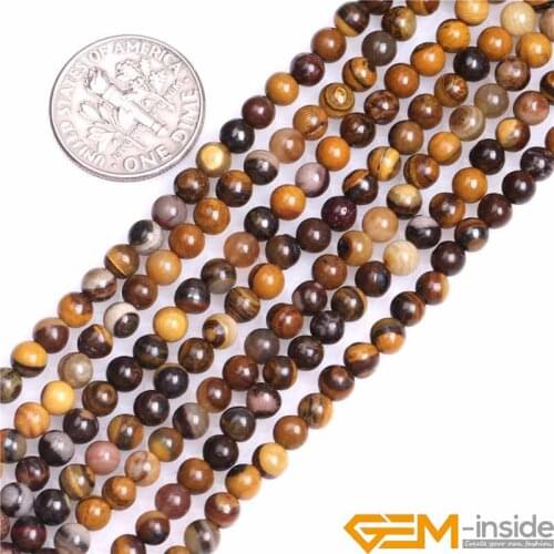 4mm Natural Brown Round Iron Zebra Jaspers Stone Gem Stone Semi Precious Beads Loose Bead For Jewelry Making 15 Inch Wholesale