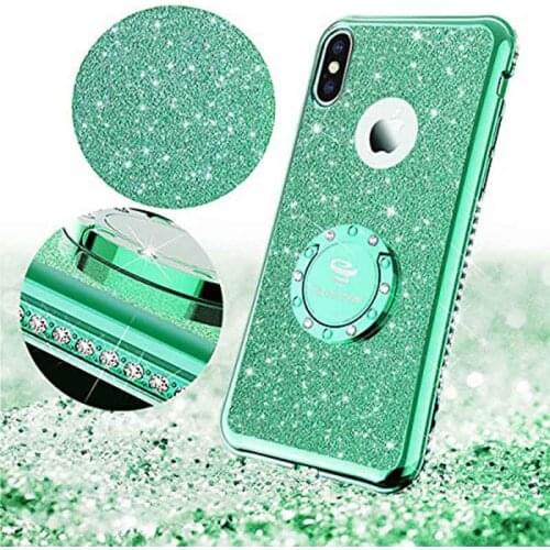 Ocyclone For IPhone X Case 360 degree Kickstand Bling Diamond Ring Rhinestone Thin Soft Glitter Cute Girls Sparkly Phone Case