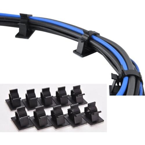 Black Wire Fixed Clip Car Line Clip Self Adhesive Cord Cable Wire Clear Up Clips Holder Clamps Wire Button 10Pcs/lot 13mm