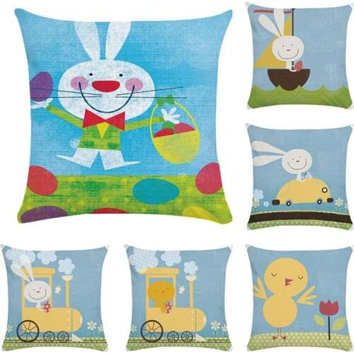 Cute Animal Bird Rabbit steam train Decorative Cushion Cover Cotton Polyester Cushion Pillow Cace Square Throw Pillow CoverCR088