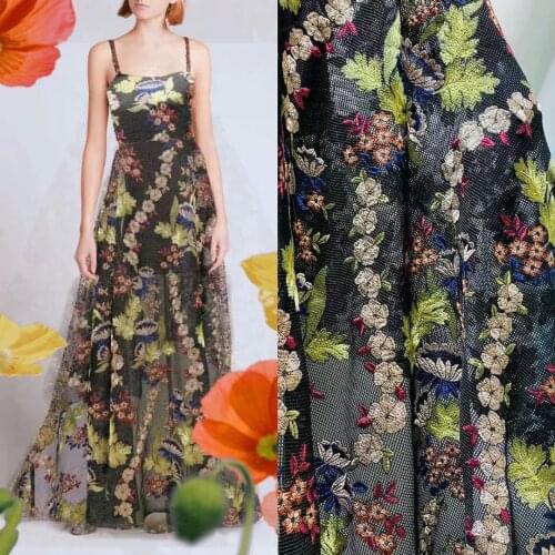 European American heavy industry multicolor marigold mesh water-soluble embroidery lace cloth high custom dress fabric