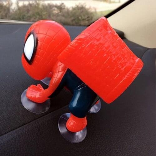 Disney Marvel Anime Figure Spiderman Dolls Red Black Car Decoration Roof Toy Climbing Spiderman Window Sucker Interior Decoratio