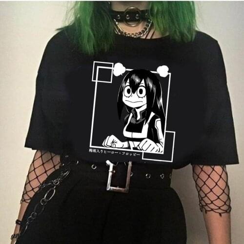 Mens Tshirt My Hero Academia Summer Harajuku Funny Unisex Anime Asui Tsuyu Short Sleeve