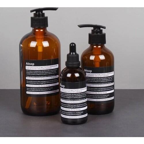 500ML Brown Bottle Nordic Glass Liquid Soap Dispenser Shampoo Bottle For Bottle Shower Gel Bottle Body Wash Hair Conditioner Box
