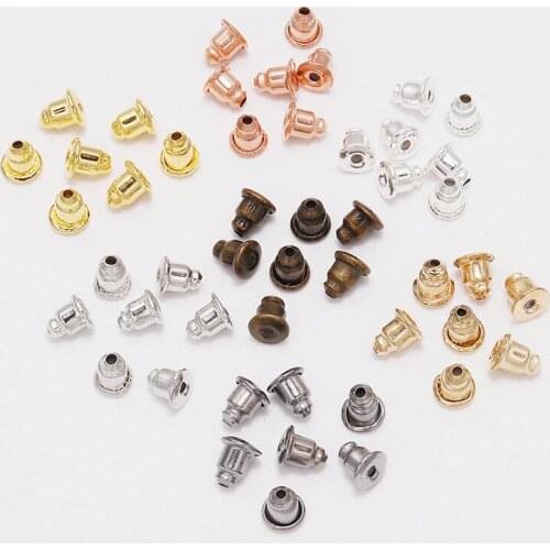 200pcs Metal Earring Stopper 5*6mm Earring Back Iron Round Ears Plug For DIY Parts Jewelry Making Findings Accessories Material