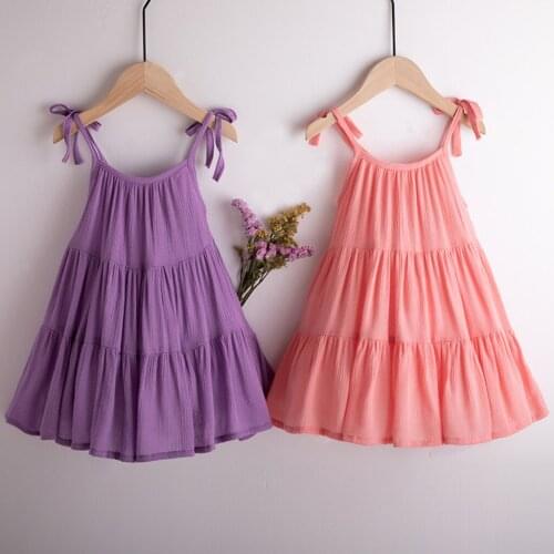 Fashion Casual Girl Dress Girl sleeveless solid color suspender skirt dress 2021 Summer New Simplicity cozy Baby Girl dress