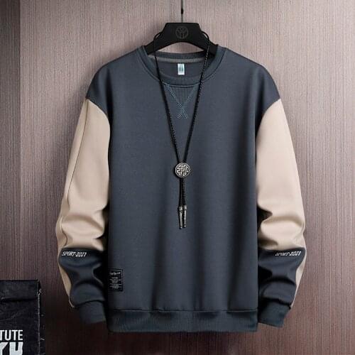 Autumn Spring Patchwork Hoodies Men 2021 Plus Size Round Neck Sweatshirts Hip Hop Punk Streetwear Casual Pullover Sportswear 4XL