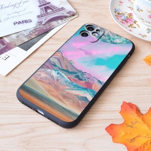 For iPhone Pastel Mountains Print Soft Matt Apple iPhone Case