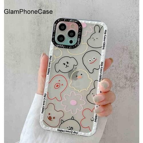 GlamPhoneCase Doodle cute line zoo Phone Case For iPhone12Pro/max 11Pro/Max XS Max XR Soft Silicone Cover For iPhone11 7 8Plus