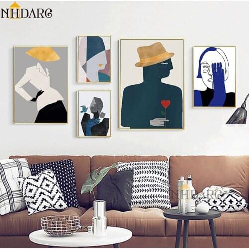 Wall Art Painting Canvas Print Abstract Figure Painting Gold Foil Long Hair Beauty Poster Nordic Home Decoration Painting