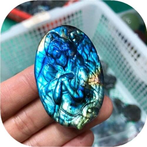 Natural Folk crafts crystals healing stones labradorite carved angel girl for Home Decoration