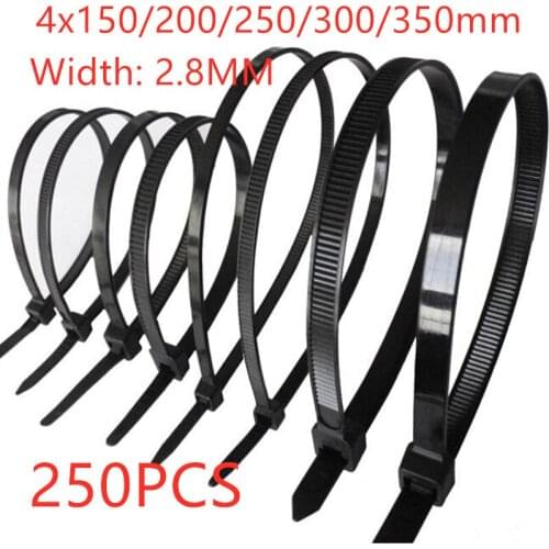 Width 2.8mm)Nylon cable ties 250pcs 4x150/200/250/300/350mm Zip Ties Self Locking Nylon Cable Tie