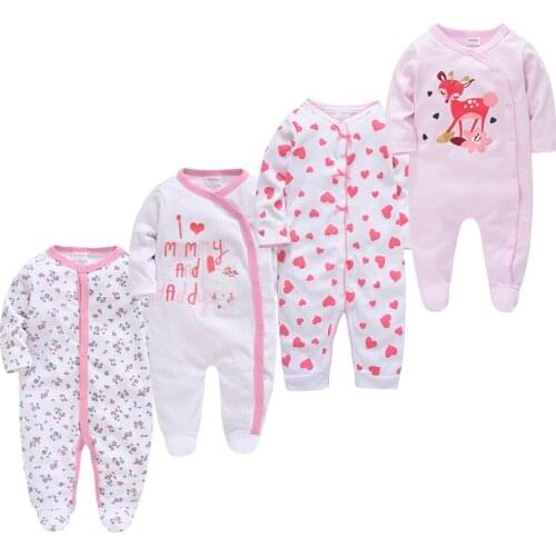 4pcs Long Sleeve pajamas Girls Pyjamas Rompers Cartoon Roupas Bebe De Infant Baby Clothes Toddler Jumpsuits Baby Boy overalls