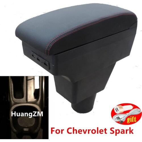 For Chevrolet Spark armrest box central Store content box car-styling decoration With cup holder USB