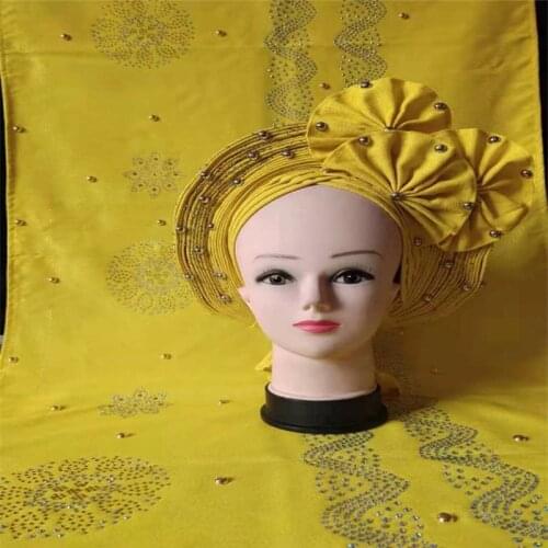 African wedding headband for women With shawl self made nigerian gel, gel hele turban aso ebi, wedding headband 7L111805