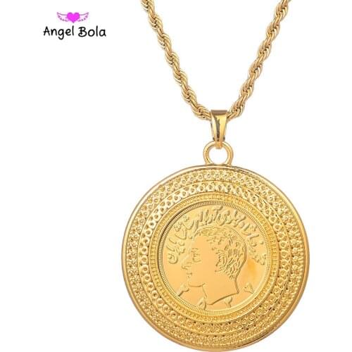 Drop Shipping Turkey Arab Coins Islam Allah Muslim Pendant Islam Middle East Necklace Gold Coloe Coin Jewelry