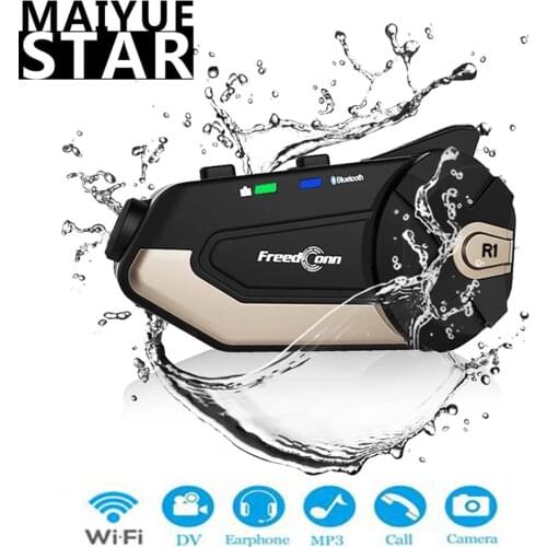 R1 Plus Motorcycle Bluetooth Headset 1080P HD Video Helmet Wifi Waterproof Recorder Moto Camera 6 Walkie Talkie and FM Recorder
