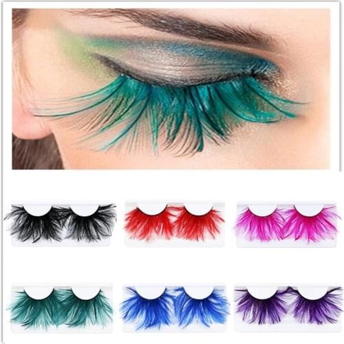 1Pair Feather 3D Thick Winged Natural Long False Eyelashes Party Nightclub Makeup Eye Lash Halloween Xmas Show Feather Eyeashes