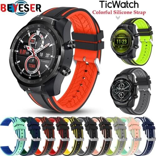 Silicone Strap For TicWatch Pro 2021/ 3 GPS/GTX Watchband For TicWatch E3 E2 Easyfit Band Bracelet Rubber Repalcement Wristband