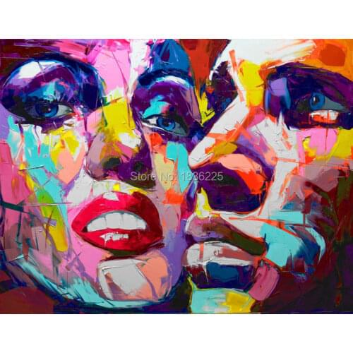 Handpainted modern abstract paintings couple faces pictures figures face oil painting woman and man colorful face photos