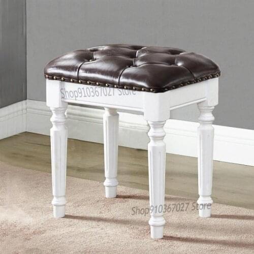 Solid Wood Dressing Table Chair Nail Stool European Style Dressing Stool American Modern Bedroom Princess Stool