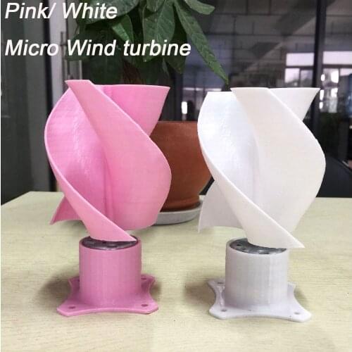 Pink color Fun DC Micro Motor Small LED lights Vertical Axis Wind Turbine Generator Blades full set DIY wind generator windmill