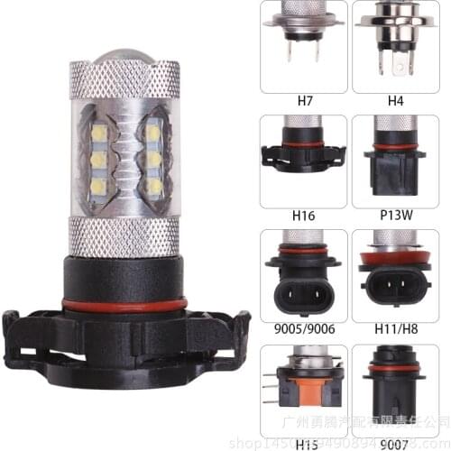2Pcs H16 LED Car Front Fog Light Headlight Lamp Bulb 6000K White Auto Accessories Driving Day Running Kit 80W SMD DC 12V 24V