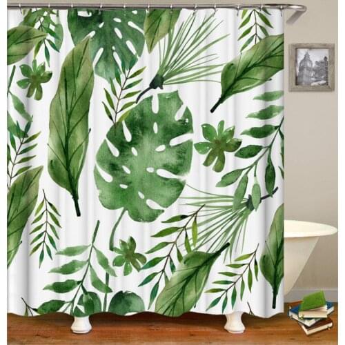 Tropical shower curtains green Curtain bath fabric shower curtains for bathroom Waterproof Polyester Shower Curtain or mat