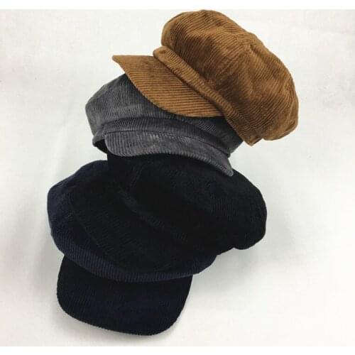 Vintage Literary Corduroy Octagonal Newsboy Hat Womens Stretch Octagonal Hat Casual Hat Accessories