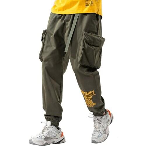 YongheJia Summer Men Pants Sport Plaid Loose Large Pocket Streetwear Clothing Trousers Boy Streetwear Ropa Cloth