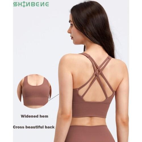 SHINBENE HI CLOUD Lightweight Soft Padded Workout Gym Sports Bras Top Women Naked Feel Athletic Brassiere Fitness Yoga Bra Tops
